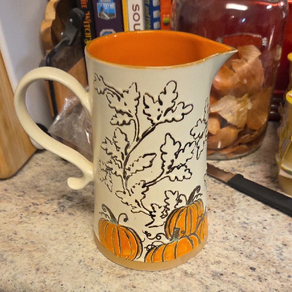 Homestylez Autumn Leaf and Pumpkin Ceramic Pitcher